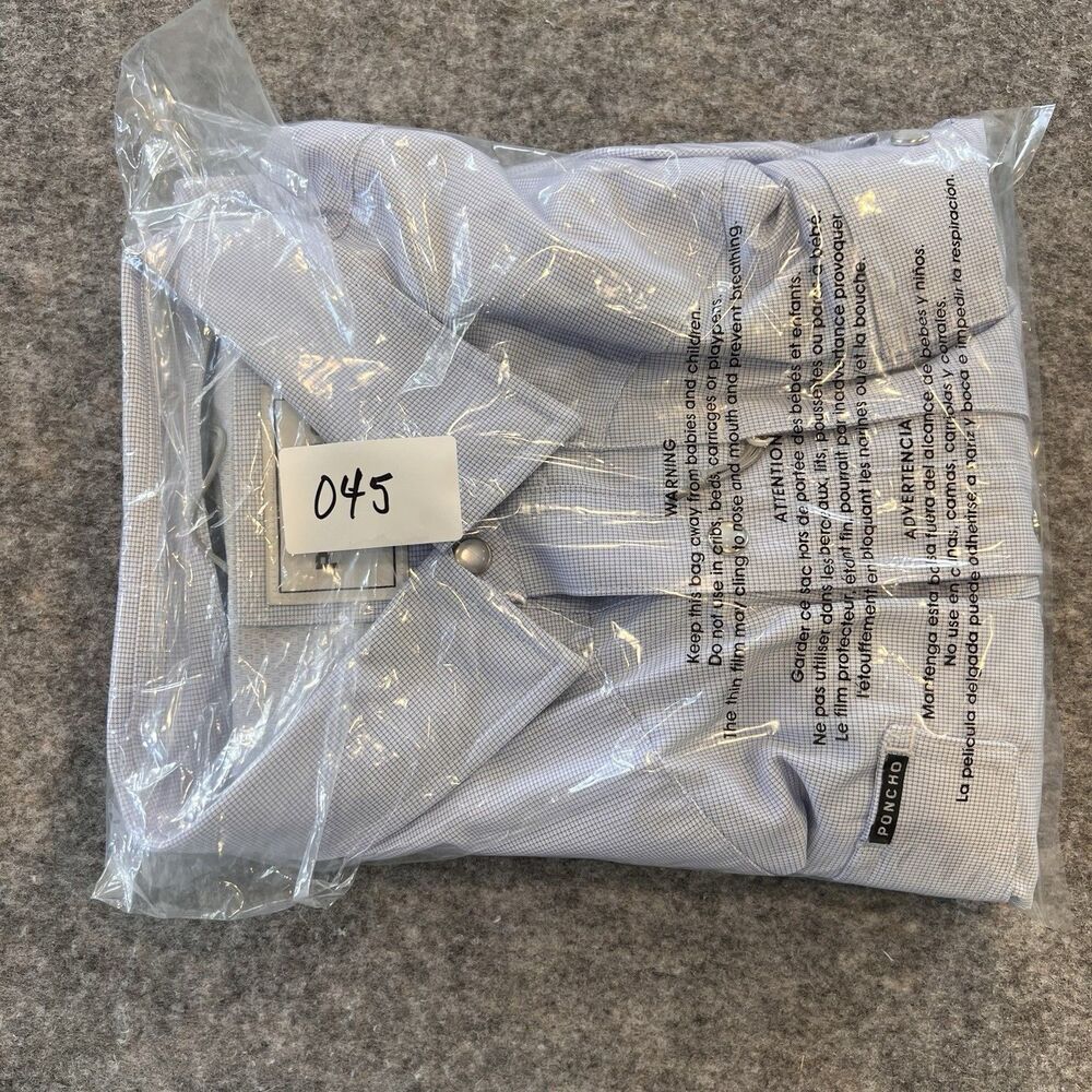 Poncho Men’s Pearl Snap Long Sleeve Lightweight Breathable Shirt Size XL Blue - Picture 11 of 11